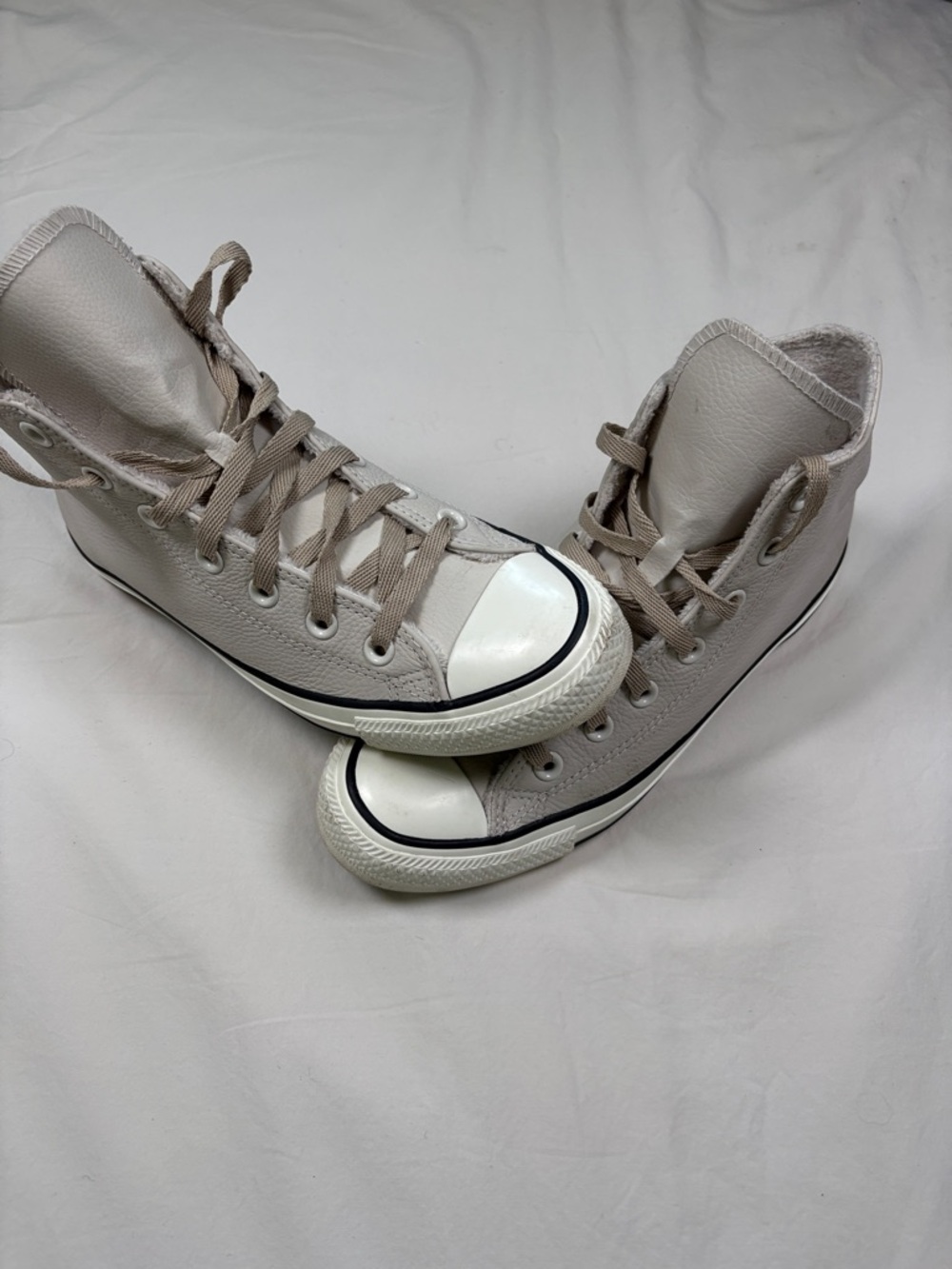 Converse High Top Sneakers in Light Gray and White Accent